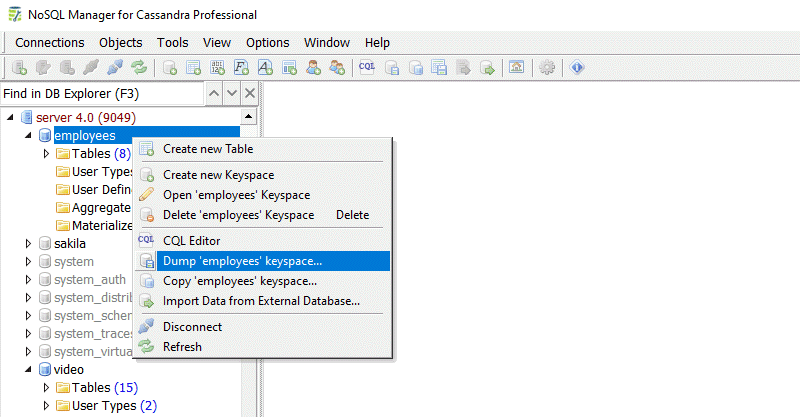 How to dump Cassandra DB keyspace - NoSQL Manager Group