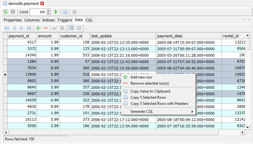 Data Editor rows multiselect feature