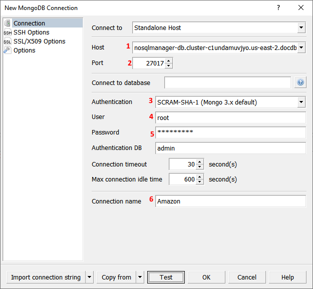 New MongoDB Connection dialog|Connection: set connection parameters