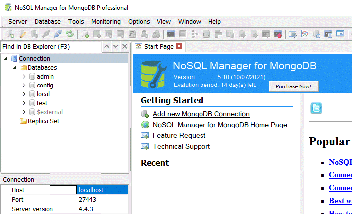 Connection DB Explorer with the special connection named 'Connection'