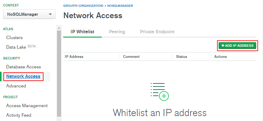 Choose Security|Network Access on the left panel