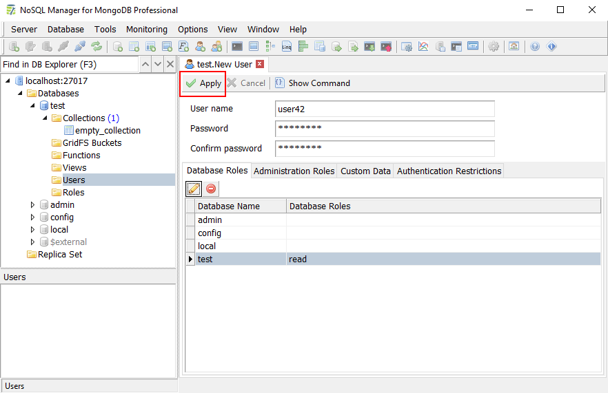 User Editor Dialog: Apply changes