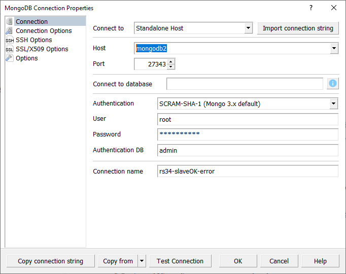 Not master error connection